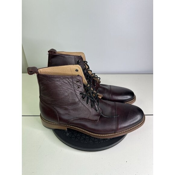 La Milano Mens Glenrock Cap Toe Boots Sz 14 Burgundy Lace Up Memory Foam - Picture 4 of 10